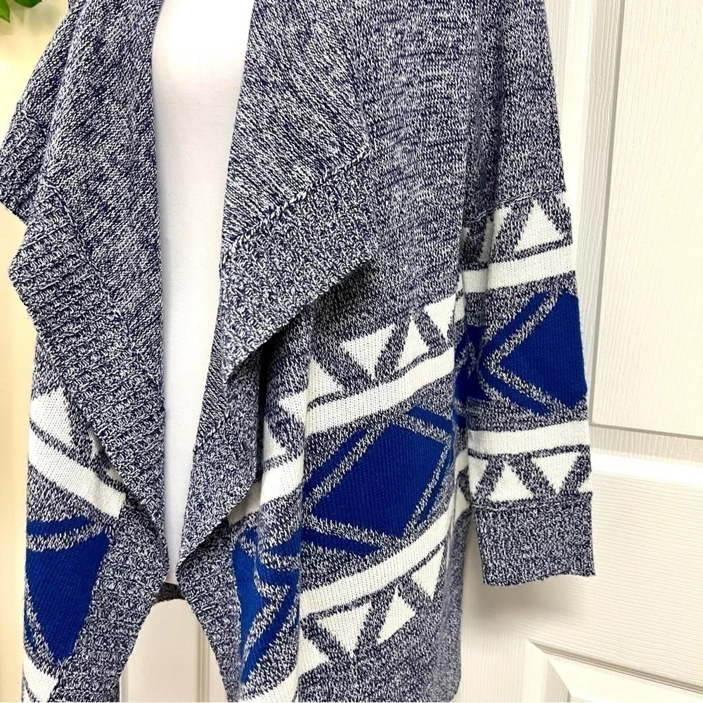 ANTTHONY ORIGINALS Aztec open front waterfall duster cardigans boho oversized XS
